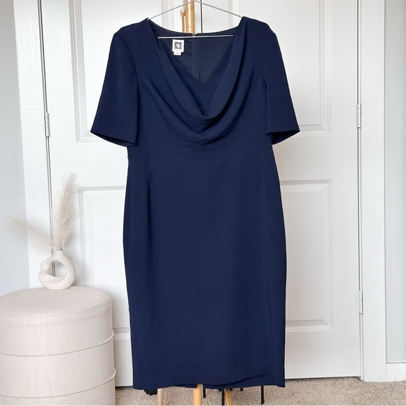 Anne Klein Dresses & Skirts - Anne Klein Blue Sheath Dress with Cowl neck